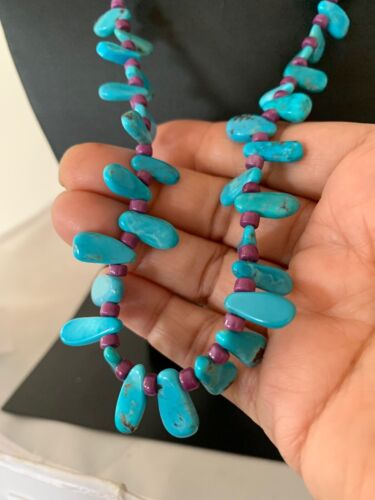 Native American Turquoise & Sugilite Necklace | Navajo Sterling Silver | 23" | 4246