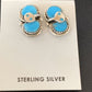 Zuni Blue Kingman Turquoise Snake Earrings | Sterling Silver | Authentic Native American Handmade | 12040