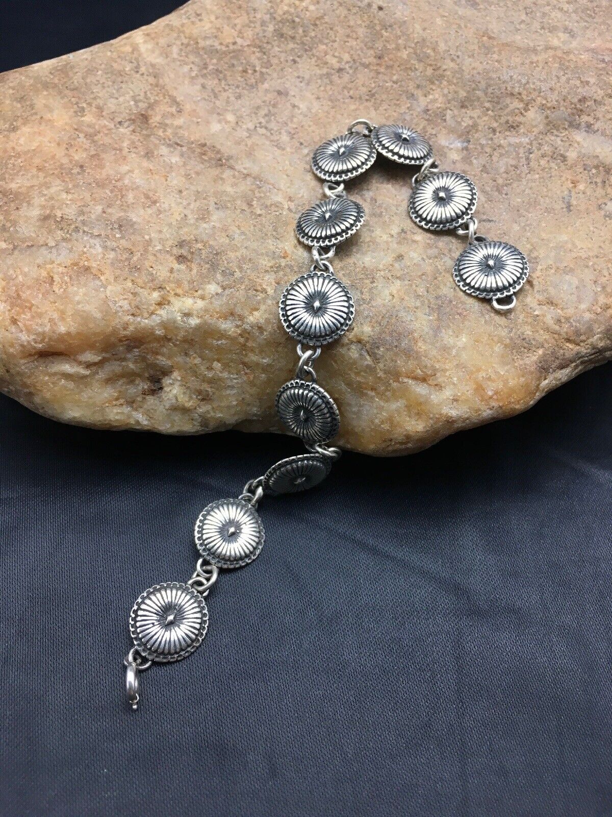 Native American Handmade Navajo Sterling Silver Link Bracelet | 7" | 3117