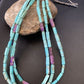 Navajo Blue Turquoise Jasper Bead Necklace | 3-Strand Sterling Silver | 24" | Authentic Native American Handmade | 12512