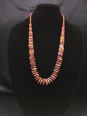 Men's Purple Spiny Oyster Bead Necklace | Navajo Sterling Silver | Graduated 28" | Authentic Native American | 4256