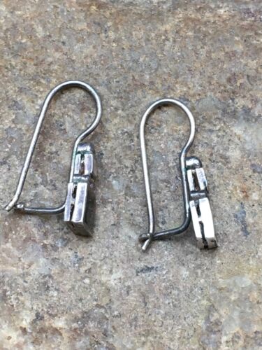 Native American Navajo Black Onyx Dangle Earrings | Sterling Silver | Authentic Handmade | 8983