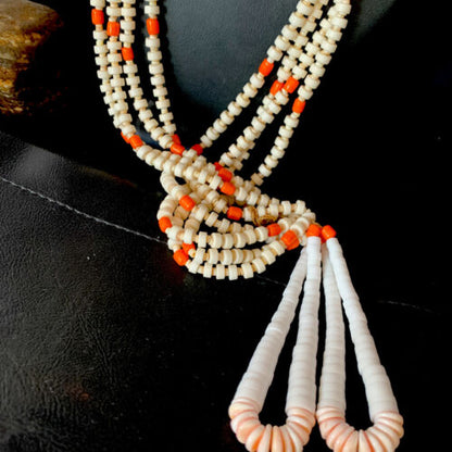 Native American Santo Domingo Shell Orange Spiny Oyster Bead Jacla Necklace | 30" | Handmade | 11991