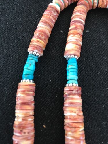 Navajo Sterling Silver Turquoise Spiny Oyster Bead Necklace Pendant | Southwestern Native American
