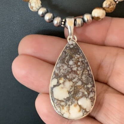 Navajo Wild Horse Turquoise Necklace Pendant | Sterling Silver | 21" | Authentic Native American Handmade | 13297