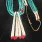 Men's Pueblo Santo Domingo 5-Strand Turquoise Coral Necklace | Sterling Silver | Native American Handmade | 8450