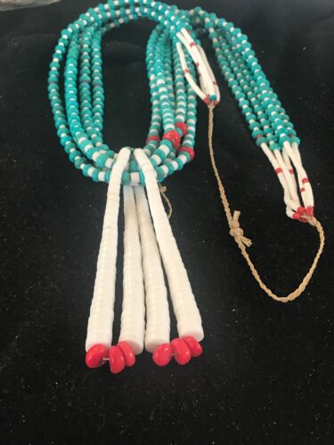 Men's Pueblo Santo Domingo 5-Strand Turquoise Coral Necklace | Sterling Silver | Native American Handmade | 8450