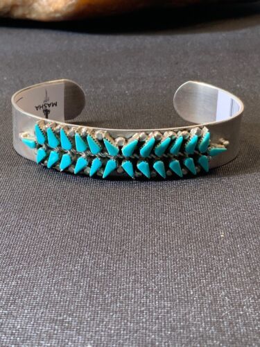 Native American Turquoise Navajo Bracelet | Sterling Silver Old Pawn | 4433 - Masha USA