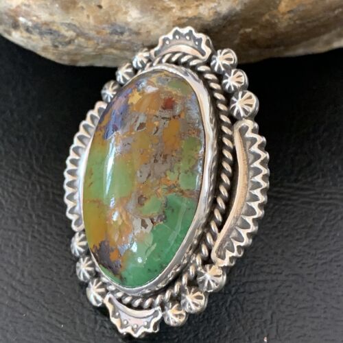 Native American Women's Navajo Green Turquoise Ring | Sterling Silver | Sz 6.5 | 10225