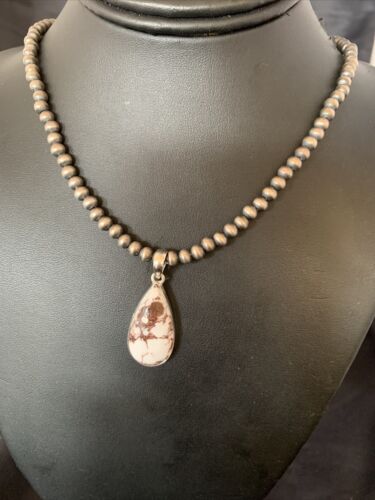 Navajo Wild Horse Turquoise Necklace Pendant | Sterling Silver | Authentic Native American Handmade | 12819