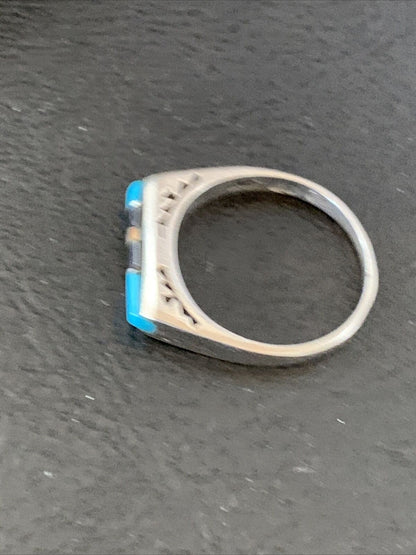 Native American Navajo Blue Lapis Turquoise Opal Inlay Ring | Sz 6 | 11145 - Masha USA