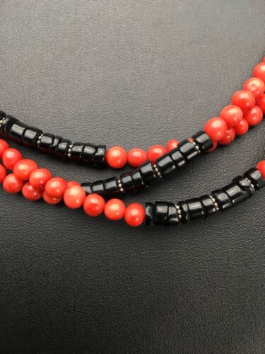 Navajo Red Coral 3 Strand Necklace | Sterling Silver | 19" | Authentic Native American Handmade | 2799