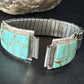 Authentic Navajo Men's Wristwatch | Blue Turquoise Inlay | Sterling Silver Tips | Native American Jewelry | 14395