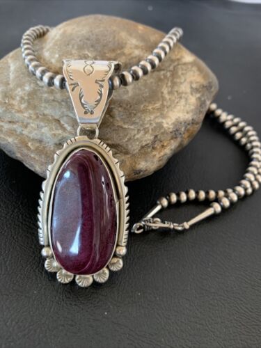 Navajo Purple Spiny Oyster Pendant | Sterling Silver Pearls | Authentic Native American Handmade | 2140