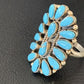 Navajo Blue Cluster Turquoise Needlepoint Ring | Authentic Native American Sterling Silver | Multi-Stone | Sz 8 | 11941