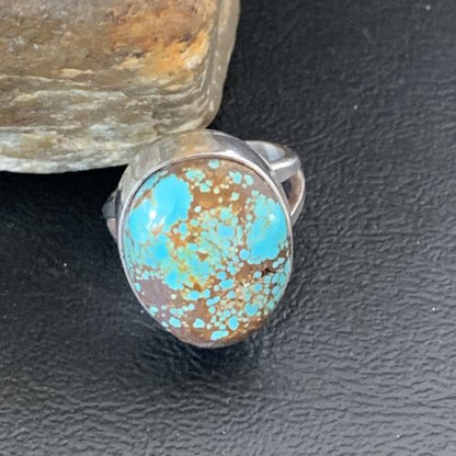 Native American Men's Classic Navajo Blue Turquoise #8 Ring | Sterling Silver | Sz 8 | 01826