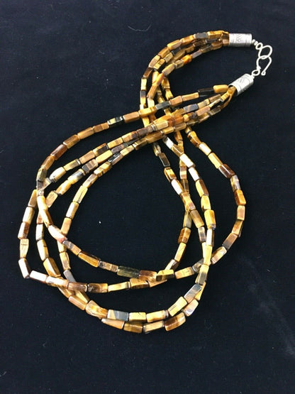 Navajo Tigers Eye Spiny Multi-Color Turquoise Sterling Necklace 19" | Handmade Jewelry | 1789