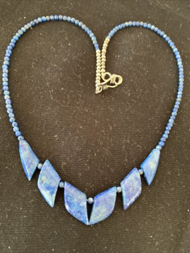 Navajo Blue Lapis Lazuli Minimalist Necklace | Sterling Silver | 18" | Authentic Native American Handmade | 01372