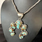 Navajo Blue #8 Turquoise Squash Blossom Necklace Pendant | Authentic Native American Sterling Silver | Naja | 14241