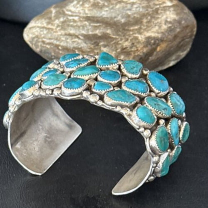Sterling Silver Kingman Turquoise Cuff Bracelet | Handmade | Authentic Native American | 14565