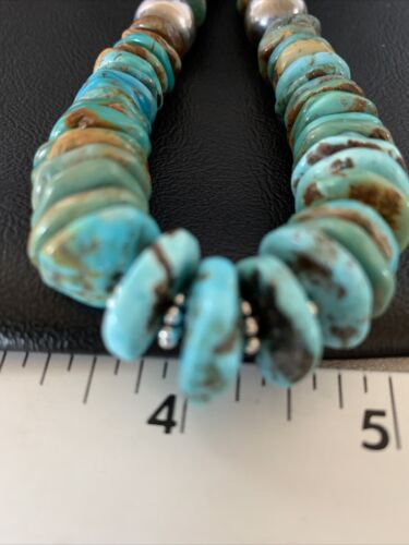 Navajo Blue Green Turquoise Necklace | Sterling Silver | Authentic Native American | 20" | 13377