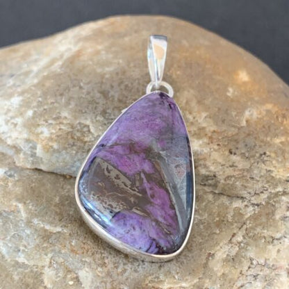 Navajo Pearls Purple Sugilite Pendant | Sterling Silver | 1.50" | Authentic Native American Handmade | 10927