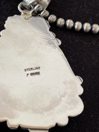 Navajo Royston Turquoise Pendant Necklace | Sterling Silver | Authentic Native American Handmade | 1367