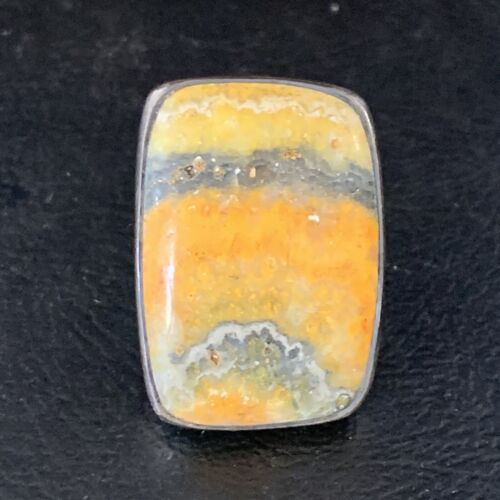 Navajo Yellow Bumble Bee Jasper Ring | Sterling Silver | Sz 8 Adjustable | Authentic Native American Handmade | 14015