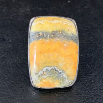 Navajo Yellow Bumble Bee Jasper Ring | Sterling Silver | Sz 8 Adjustable | Authentic Native American Handmade | 14015