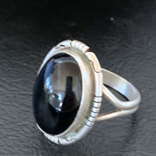 Southwestern Men's Old Pawn Navajo Black Onyx Ring | Sterling Silver | Sz 6 | 10408