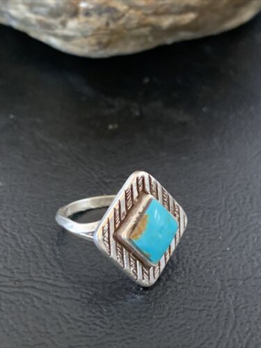 Navajo Blue Turquoise Ring | Sterling Silver | Sz 6.5 | Authentic Native American Handmade | 10776