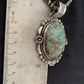 Men's Navajo Pearls Necklace Pendant | Sterling Silver | Blue Turquoise #8 | Authentic Native American Handmade | 526