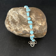 Southwestern Old Pawn Blue Turquoise Link Bracelet | 8" | Sterling Silver | 14260
