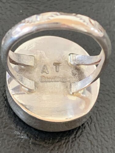 Navajo White Buffalo Turquoise Ring | Sterling Silver | Sz 7 | Authentic Native American Handmade | 01821