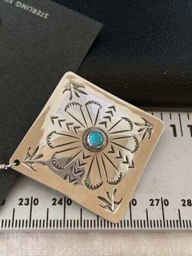 Navajo Turquoise Stamped Earrings | Sterling Silver | Authentic Native American Handmade | 1205
