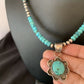 Navajo Blue Turquoise Pendant Necklace | Sterling Silver Pearls | Authentic Native American Handmade | 13217