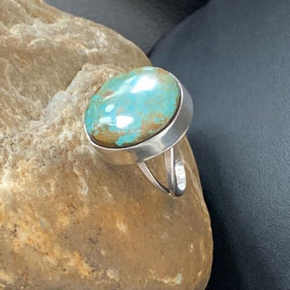 Navajo Men's Classic Blue Turquoise #8 Ring | Sterling Silver | Sz 9 | 1828