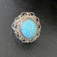 Southwestern Old Pawn Navajo Blue Turquoise Ring | Sterling Silver | Sz 5 | Authentic Native American Handmade | 10781