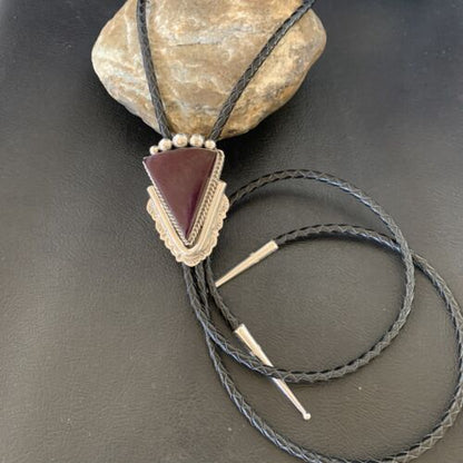 Southwestern Men's Bolo Tie | Purple Spiny Oyster | Sterling Silver | Navajo | 12936