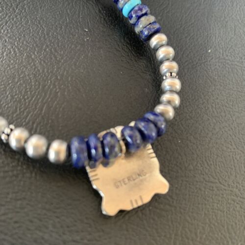 Navajo Men's Blue Lapis Turquoise Opal Inlay Pendant Necklace | Sterling Silver | 22" | 13358
