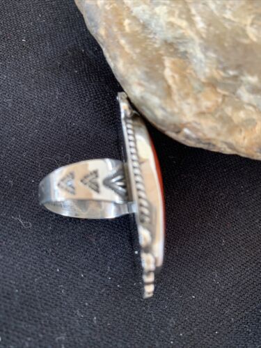 Southwestern Women's Navajo Red Spiny Oyster Ring | Sterling Silver | Sz 8 | 1003