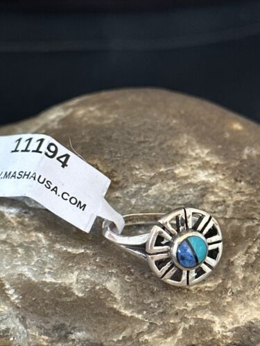 Southwestern Women's Navajo Blue Turquoise Lapis Inlay Ring | Sz 7.5 | 11194