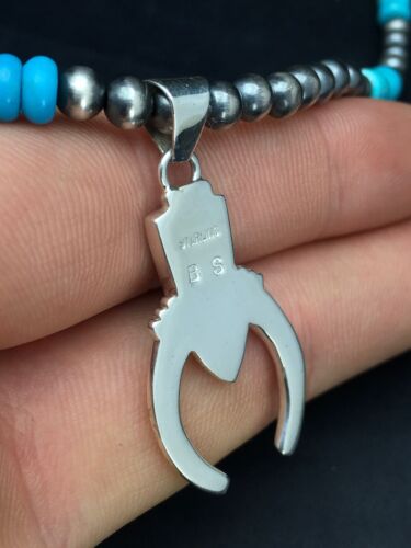 Navajo Blue Turquoise Naja Pendant Necklace | Sterling Silver | Authentic Native American Handmade | 2699 - Masha USA