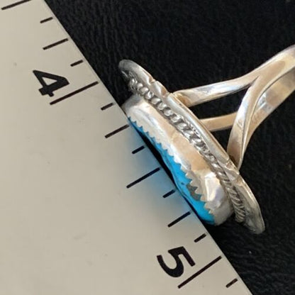 Navajo Blue Kingman Turquoise Ring | Sterling Silver | Sz 7 | Authentic Native American Handmade | 12957