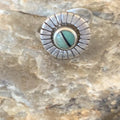 Native American Women's Navajo Green Turquoise Inlay Ring | Sz 6.5 | Sterling Silver | 11205