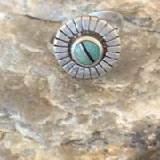 Native American Women's Navajo Green Turquoise Inlay Ring | Sz 6.5 | Sterling Silver | 11205