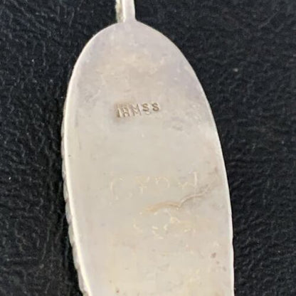 Zuni Corn Coral Mother of Pearl Turquoise Inlay Pendant | Sterling Silver | 1.75" | 13689