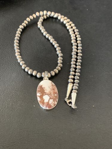 Men's Navajo Wild Horse Turquoise Pendant Necklace | Sterling Silver | Authentic Native American Handmade | 12818