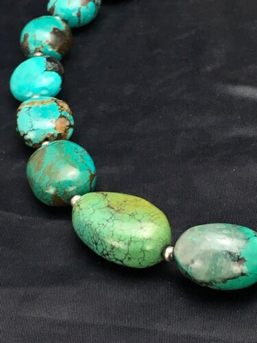 Navajo Chunky Turquoise Necklace | Sterling Silver | 20" | Authentic Native American Handmade | 2963