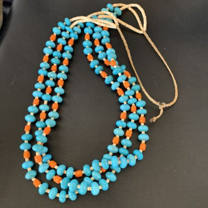 Santo Domingo Shell Spiny Oyster Turquoise Necklace | 28" | Authentic Native American Handmade | 11993